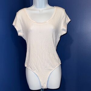 Calvin Klein White Ribbed Short Sleeve Bodysuit
